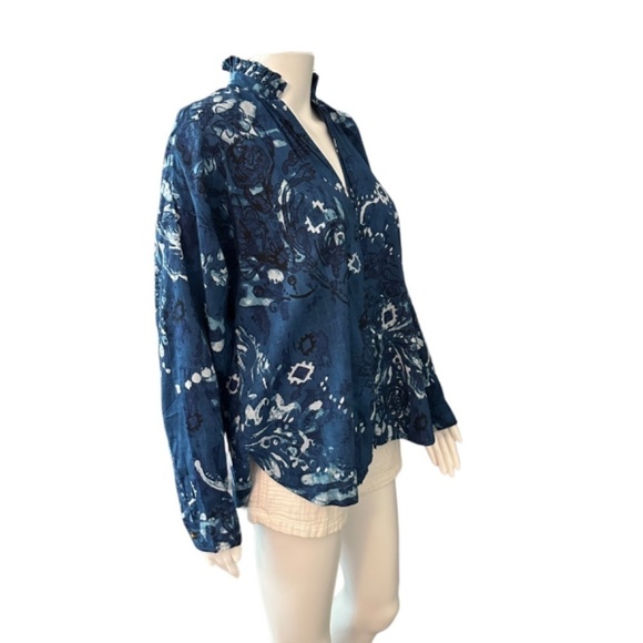ANTHROPLOGIE PILCRO Womens S The Tavi Ruffled Buttondown Top Shirt Floral Beach - Picture 9 of 16